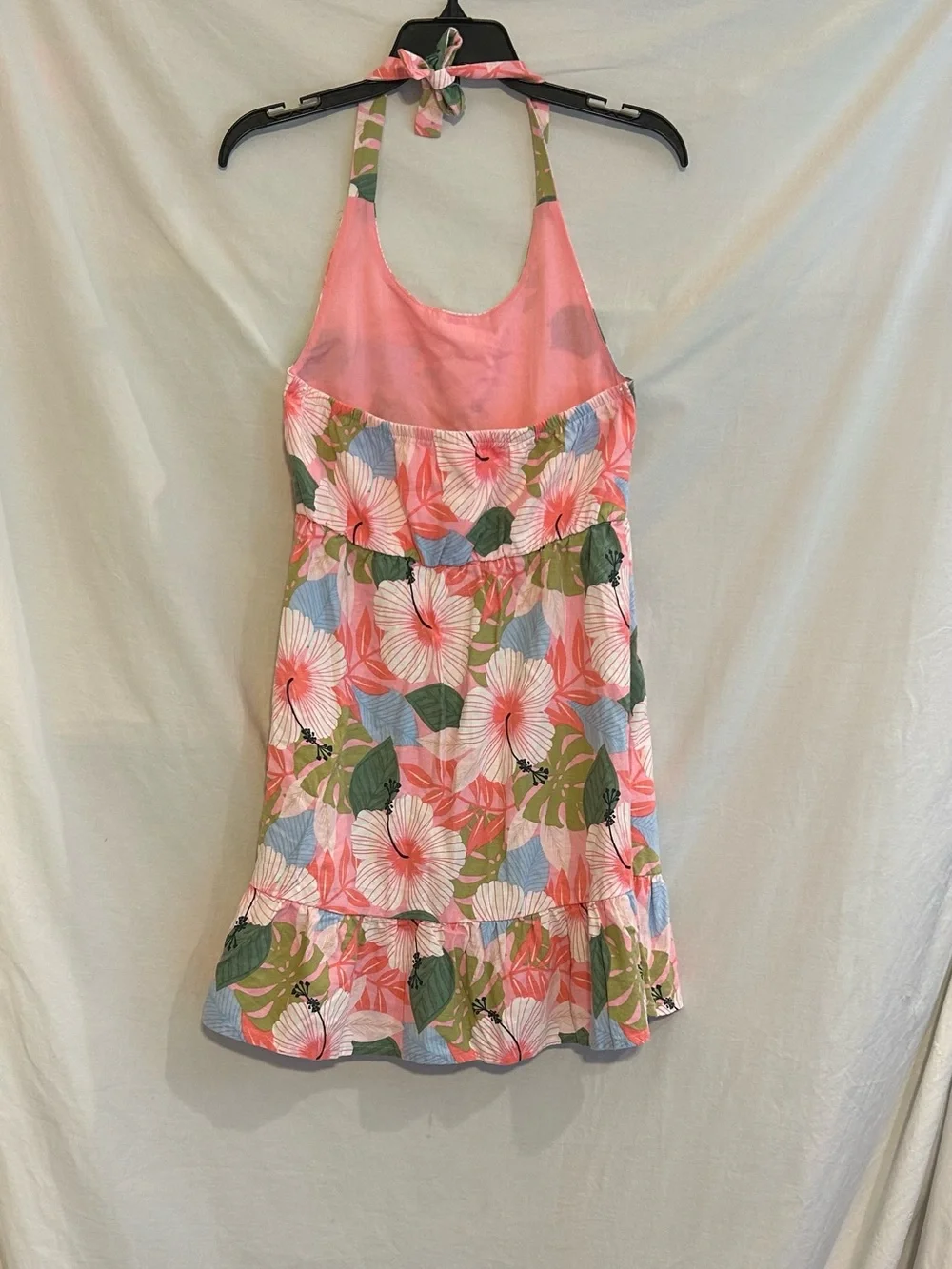 Gymboree Girls 8 Sleeveless Pink Tropical Halter Sundress NWT Linen Rayon